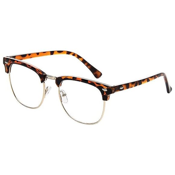vintage fashion half frame semi-Rimless clear lens glasses Leopard - Picture 1 of 5